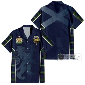 Bailey Modern Tartan Short Sleeve Button Shirt with Family Crest and Lion Rampant Vibes Sport Style