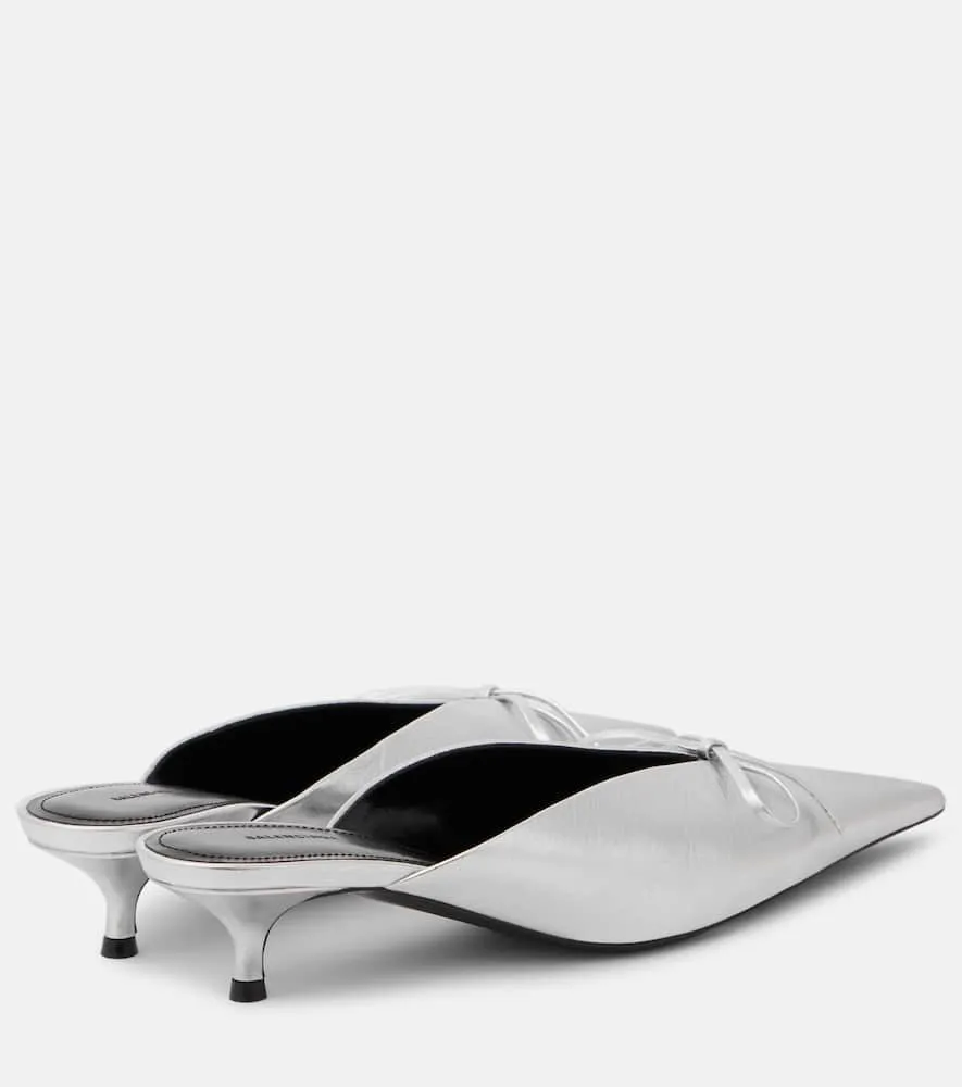 Balenciaga Knife Bow 40 metallic leather mules