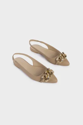 Beige Flats with Chain