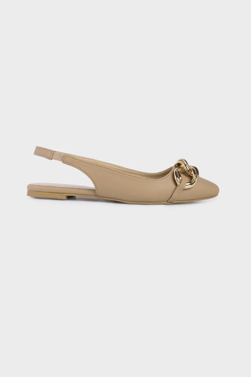Beige Flats with Chain