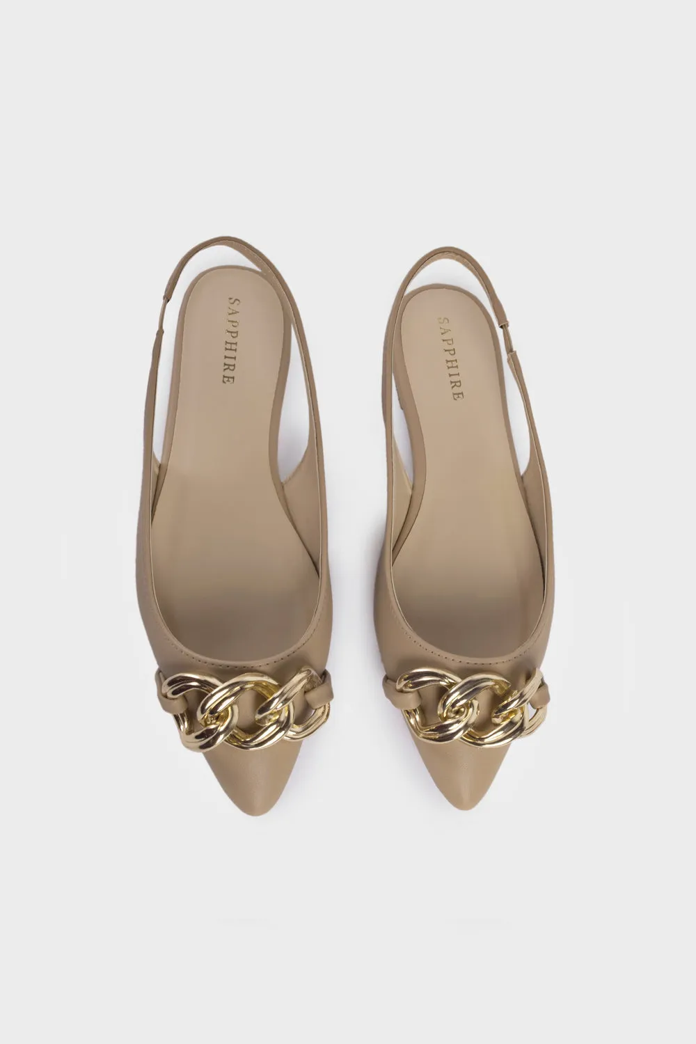 Beige Flats with Chain