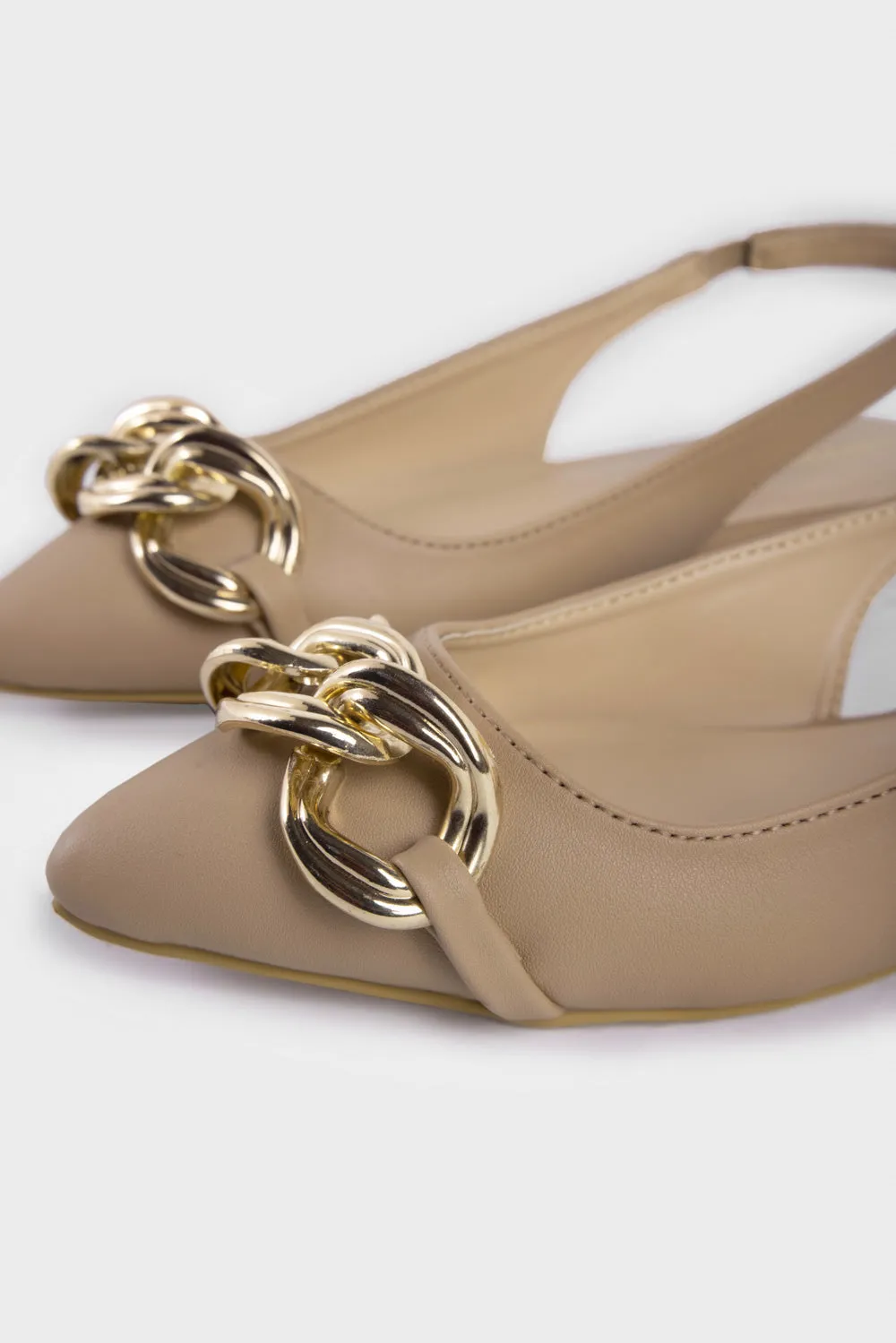 Beige Flats with Chain