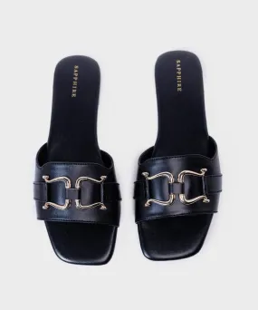 Black Buckled Flats