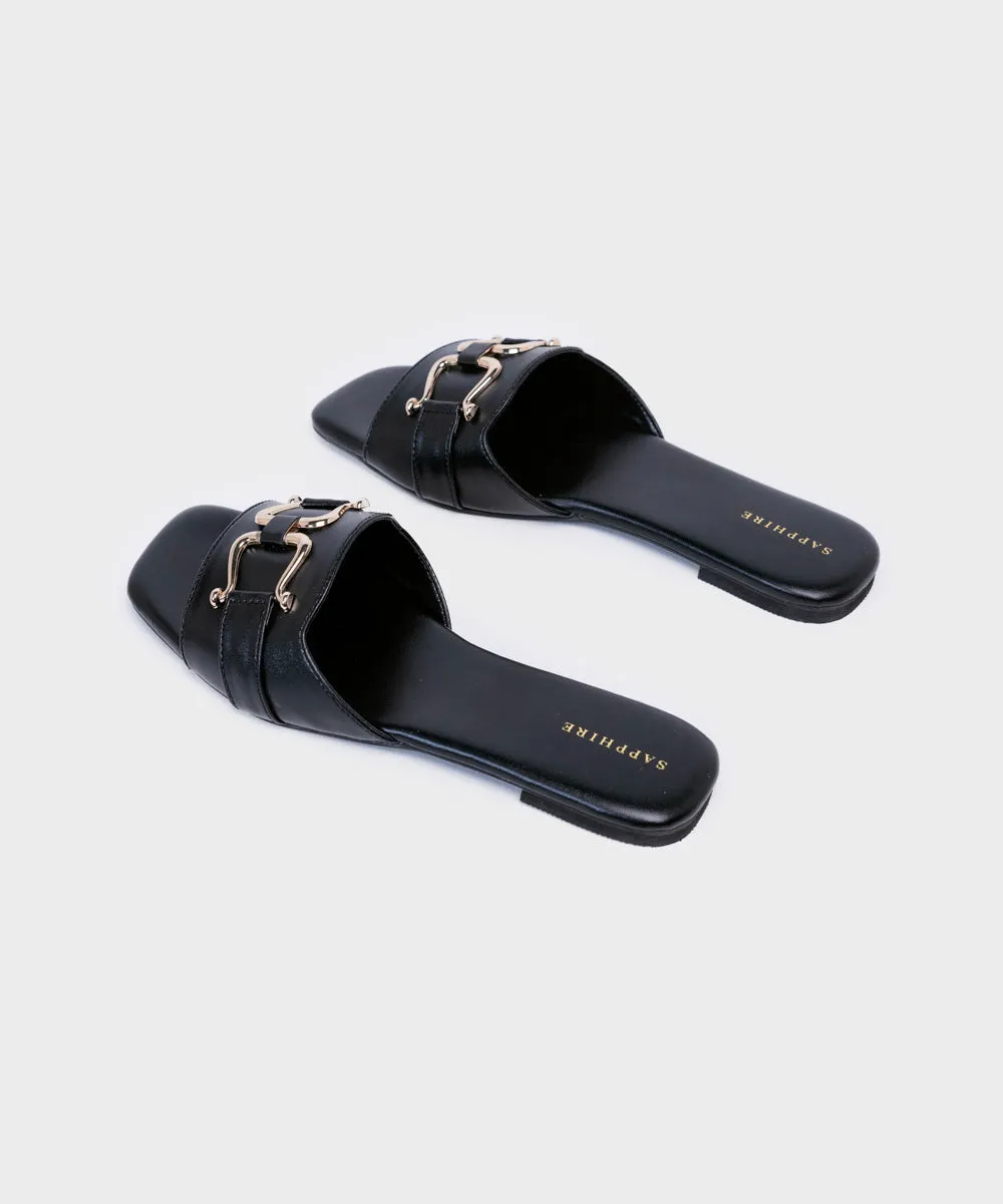 Black Buckled Flats