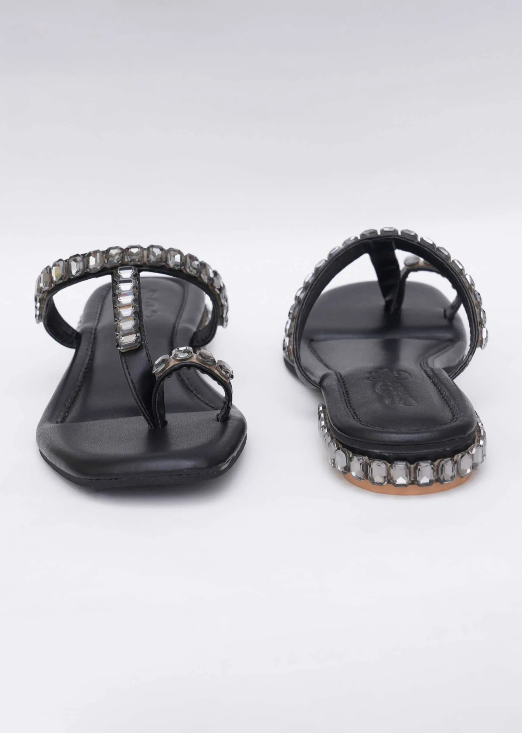 Black Sky Diamond Heels In Soft Faux Leather