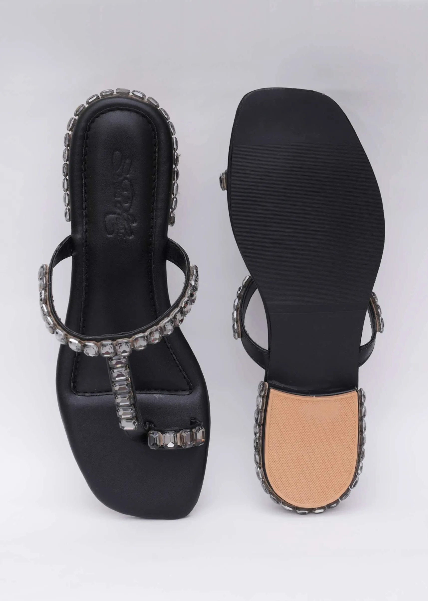 Black Sky Diamond Heels In Soft Faux Leather