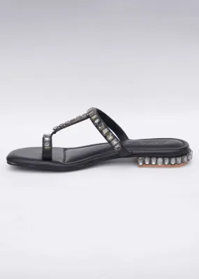 Black Sky Diamond Heels In Soft Faux Leather