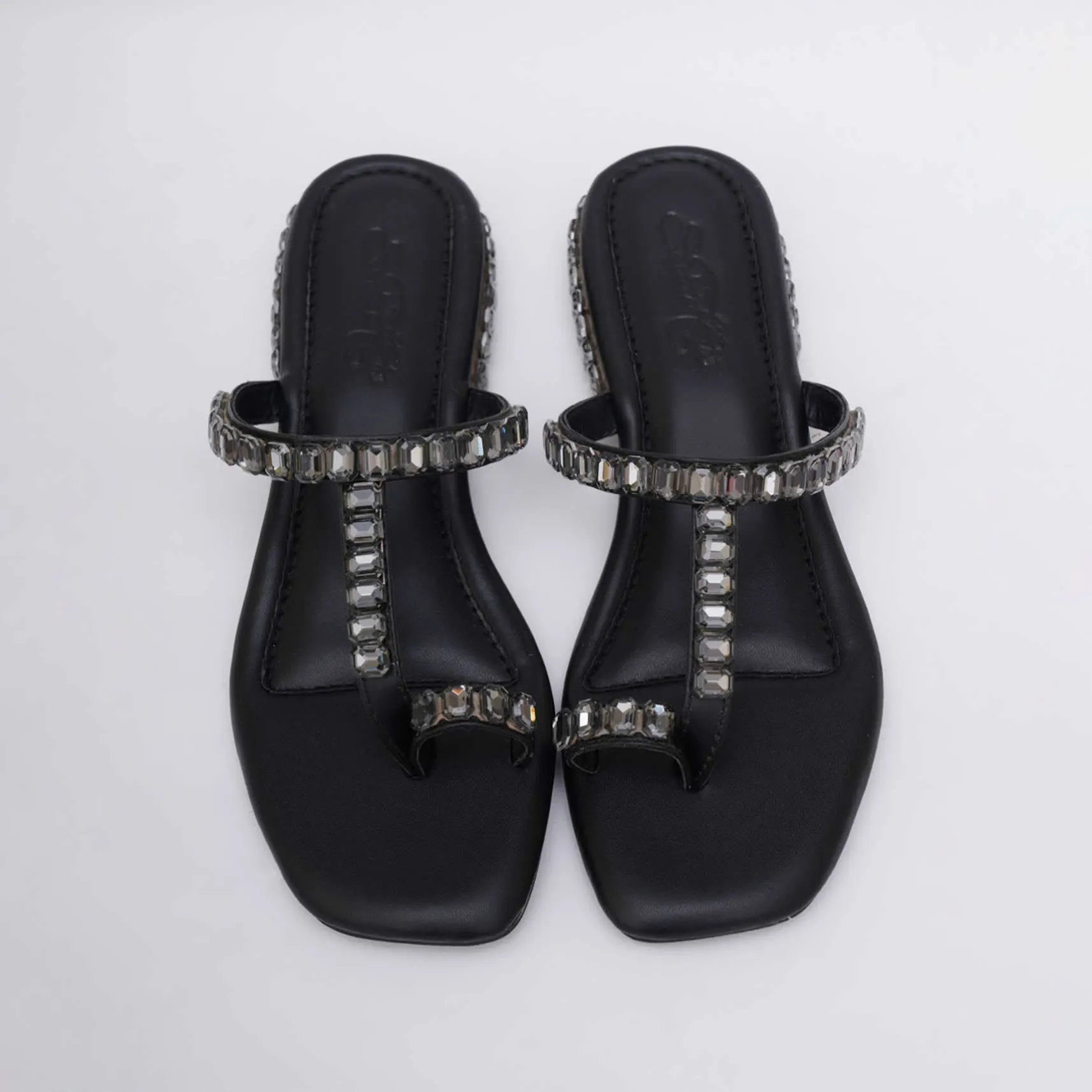 Black Sky Diamond Heels In Soft Faux Leather