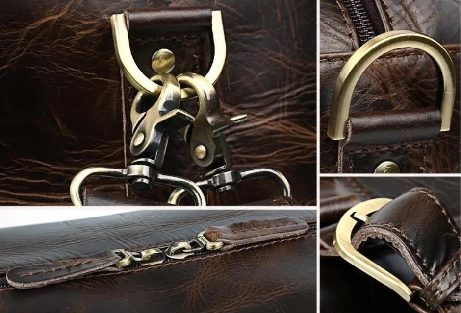 Christmas Gifts For Men Vintage Travel Bag Leather Duffel Bags Tote Shoulder Luggage Bags