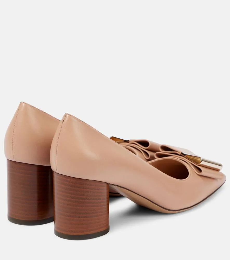 Ferragamo Lena bow-detail leather pumps