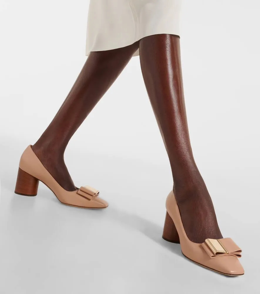 Ferragamo Lena bow-detail leather pumps