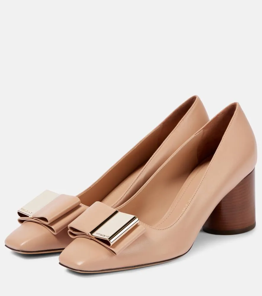 Ferragamo Lena bow-detail leather pumps