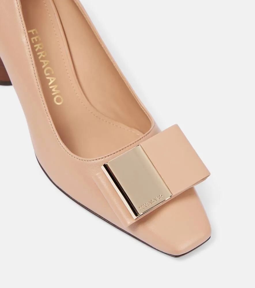 Ferragamo Lena bow-detail leather pumps
