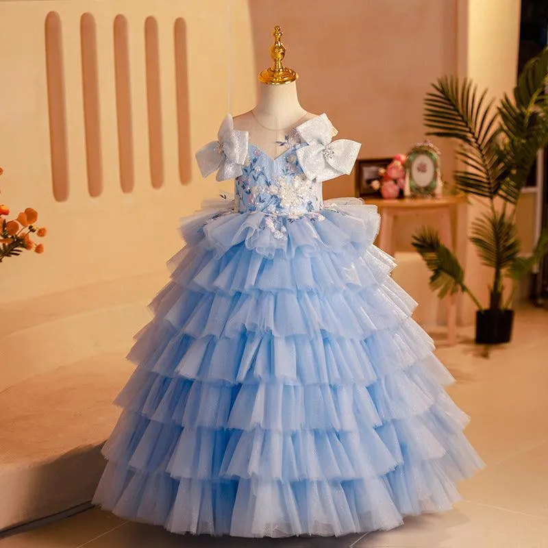 Flower dress for girls Birthday party Sequin embroidery for girl princess dress