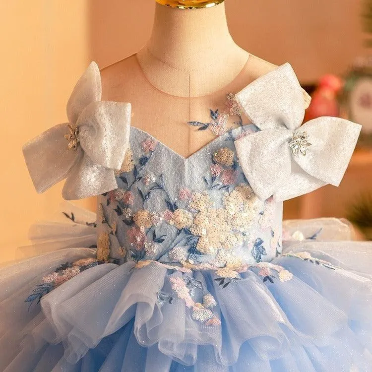 Flower dress for girls Birthday party Sequin embroidery for girl princess dress