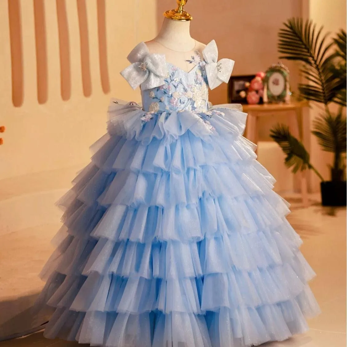 Flower dress for girls Birthday party Sequin embroidery for girl princess dress