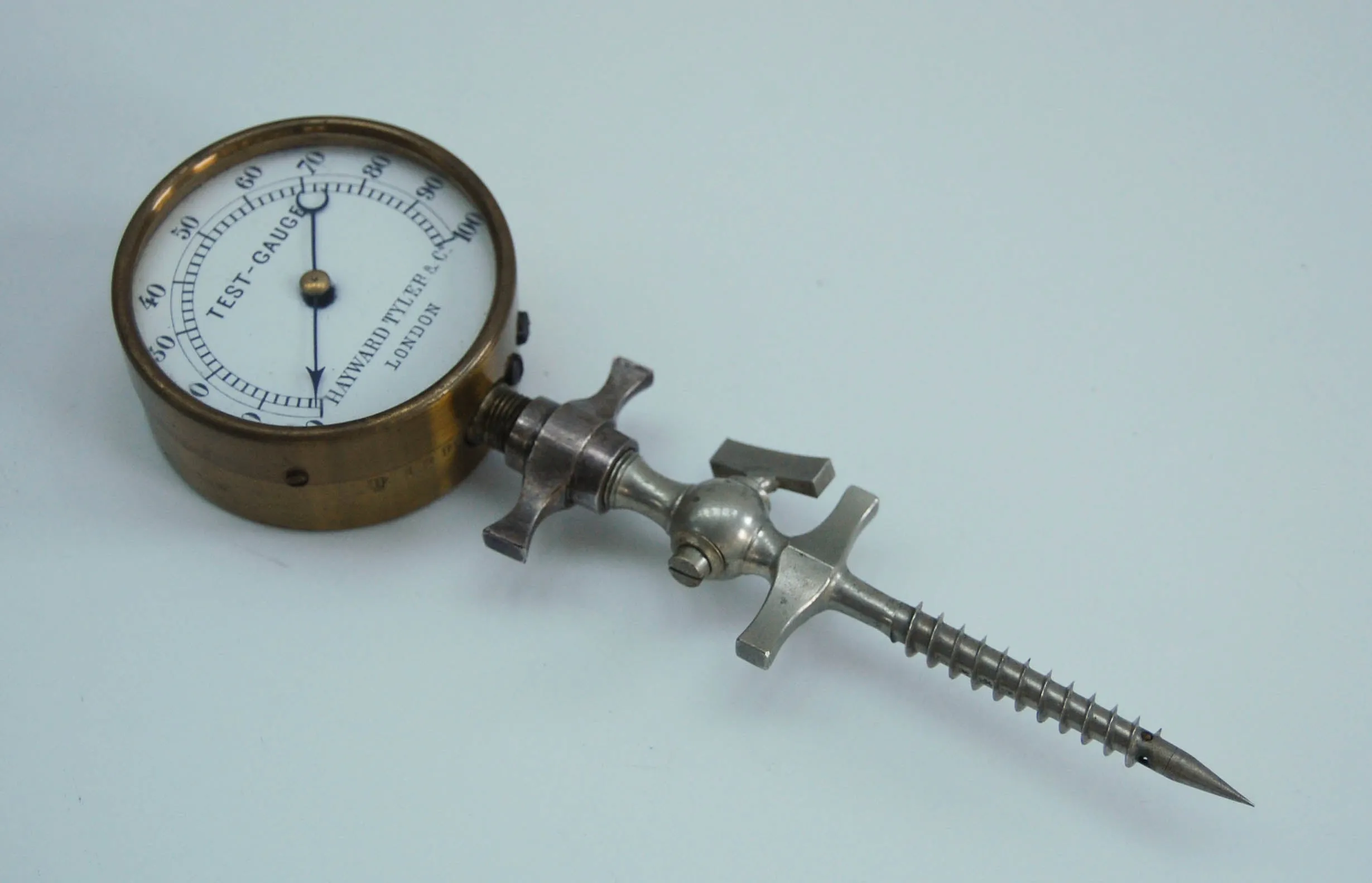 Late Victorian Cased Champagne or Soda Water Test Gauge by Hayward Tyler & Co London
