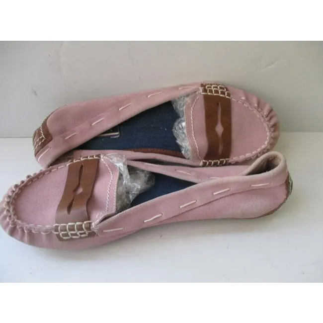 Tommy Hilfiger Pink Suede Leather Upper Penny Loafer Flats Size Us