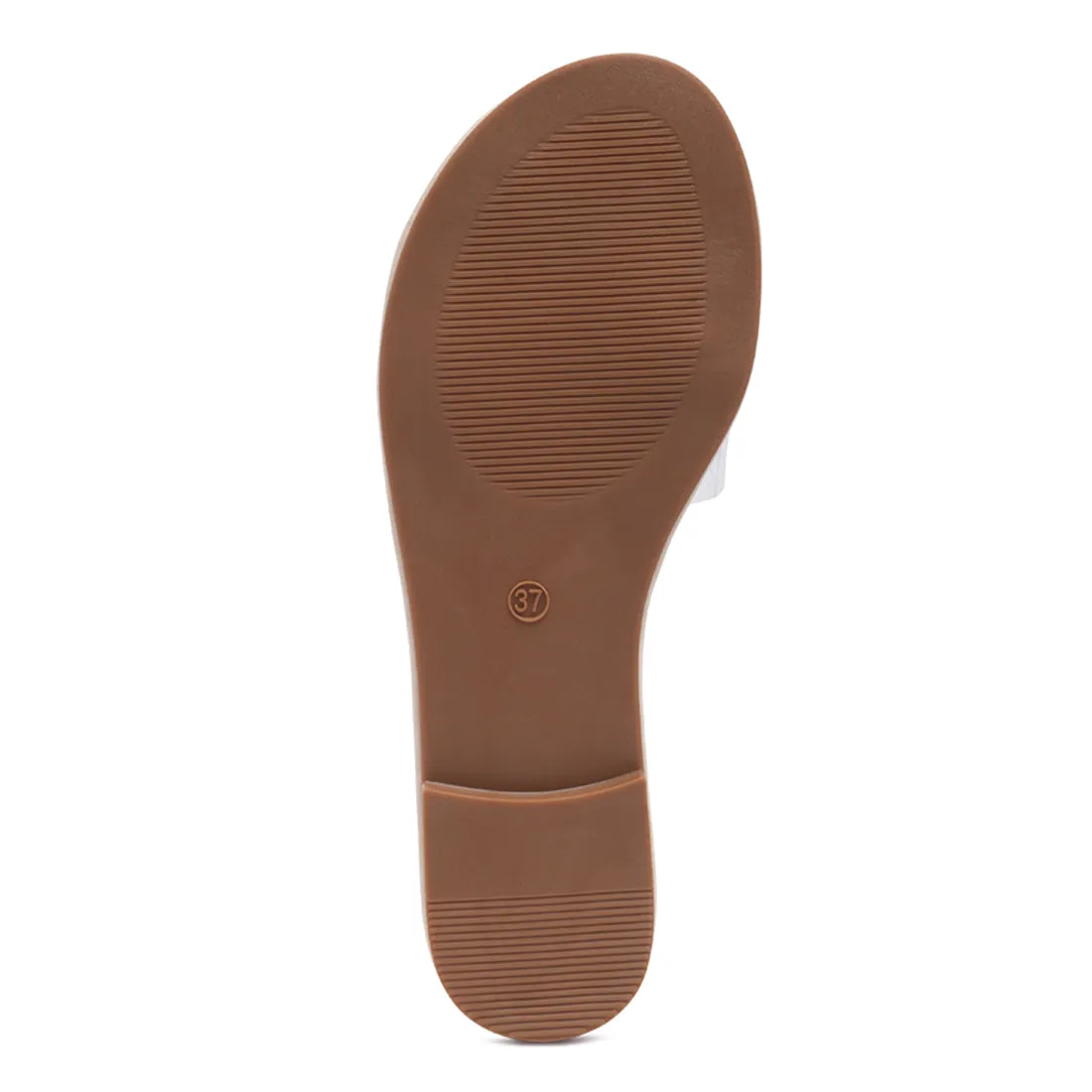 Transparent Buckled Quilted Slides in Beige