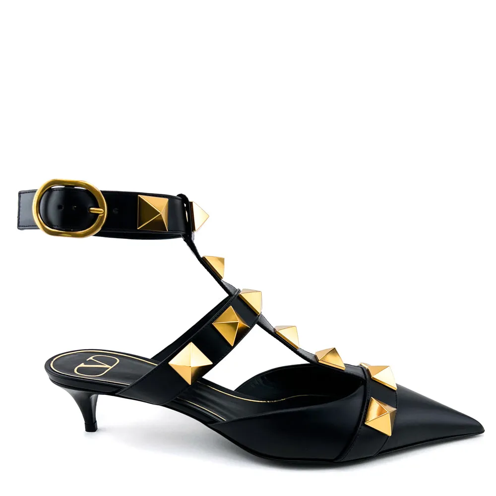 Valentino Black Leather Roman Stud Calfskin Pumps 39.5