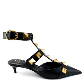 Valentino Black Leather Roman Stud Calfskin Pumps 39.5