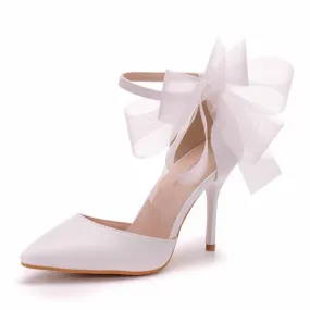 Women Closed Toe High Heel Sandals Bridal Wedding Shoes For Bride Ankle Strap
