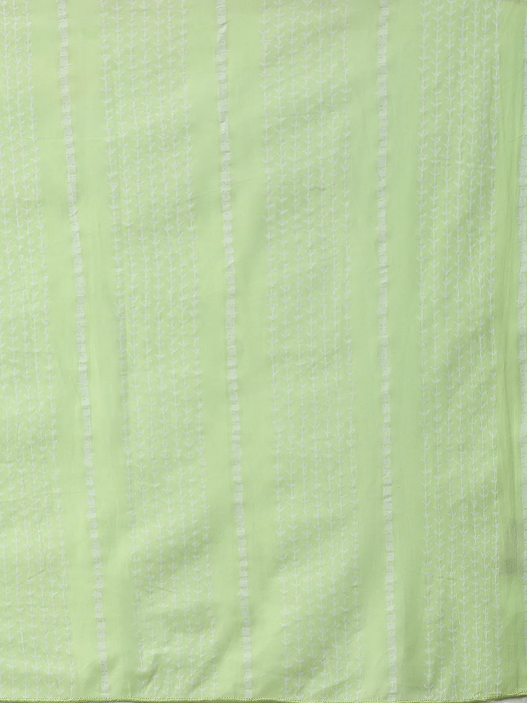 Women Straight Green Printed Kurta and Palazzos