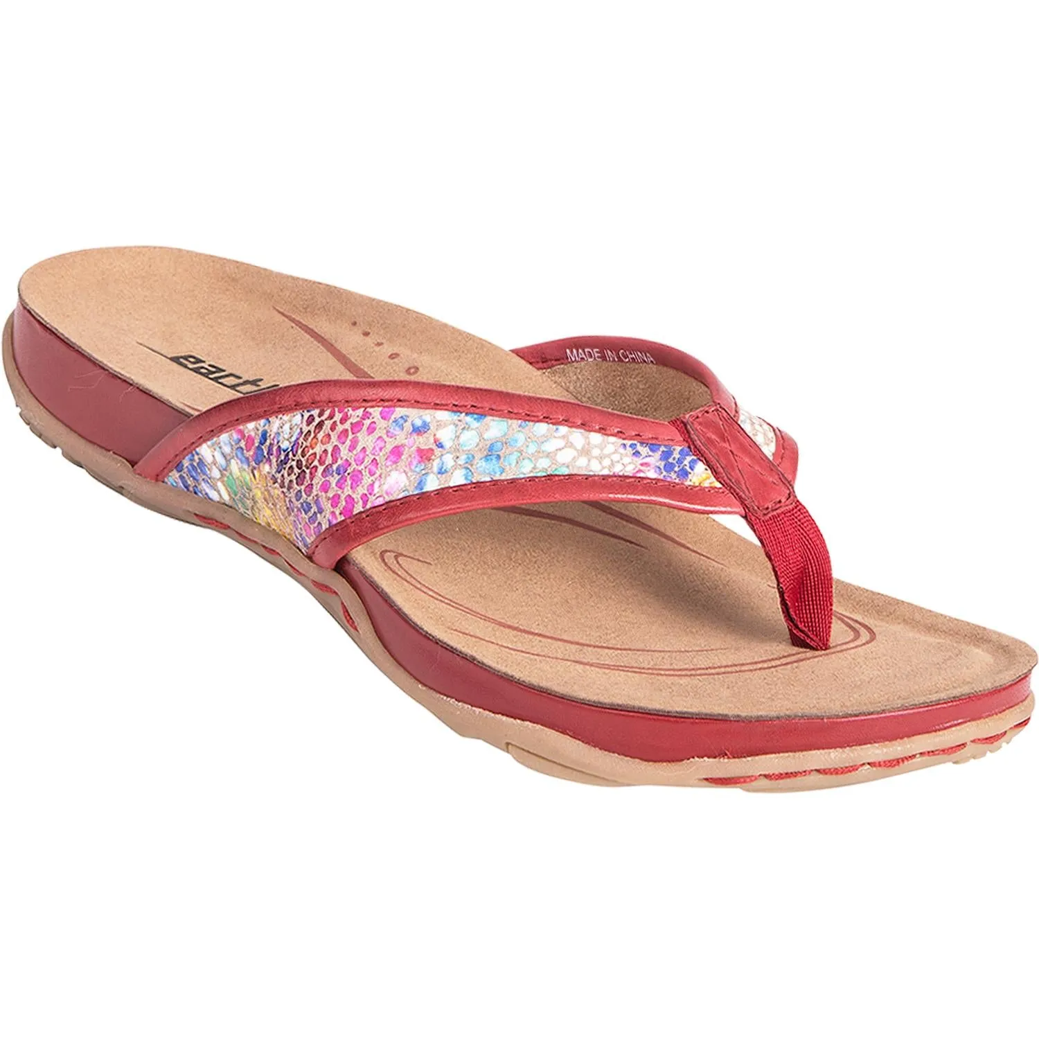 Women's Earth Maya Red Floral Print Leather