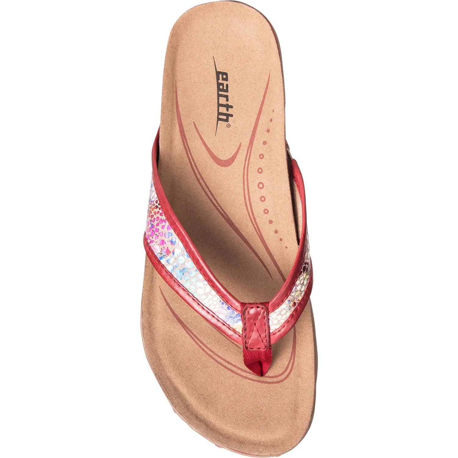 Women's Earth Maya Red Floral Print Leather